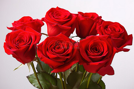 6朵红玫瑰插在花瓶里