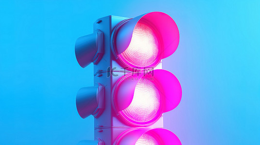 智能交通灯控背景图片_以 3D 渲染的充满活力的粉红色背景上的双色调蓝色交通灯