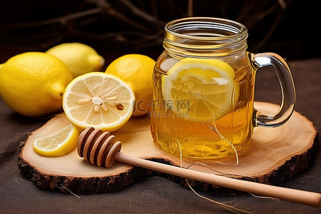 星空柠檬茶背景图片_柠檬汁茶加蜂蜜和柠檬片