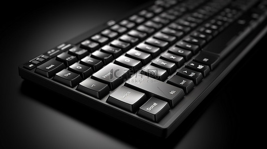 3D 渲染黑色键盘，具有电子商务业务和技术主题背景