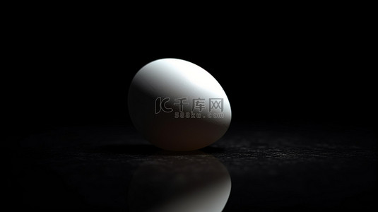 黑色背景下白鸡蛋的详细 3D 渲染