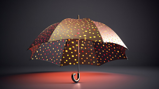 加密货币雨伞在隔离 3D 渲染中抵御 polkadot 硬币雨
