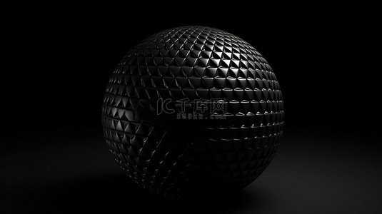 分割圓形背景图片_具有复制空间的黑色几何表面球体的抽象 3D 渲染