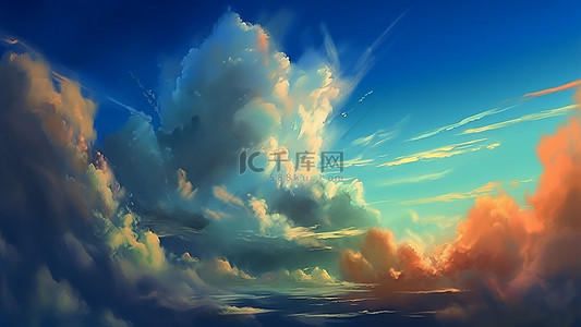 卡通云形状背景图片_天空彩色云朵蓝色