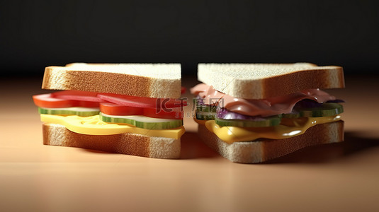 奶酪三明治背景图片_背景分离的 3d 三明治