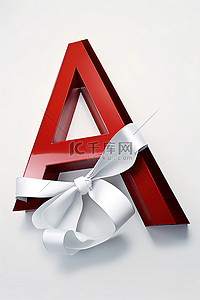 白色背景上的“a”一词和一个白色和红色的蝴蝶结