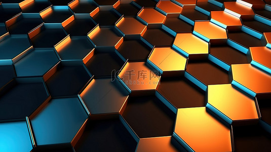 简单坚固的六角形蜂窝技术墙的 3D 插图
