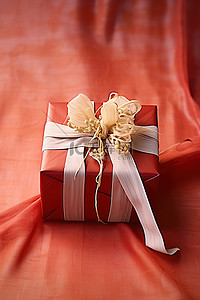 元旦背景图片_腰带上的一个大红色礼品盒