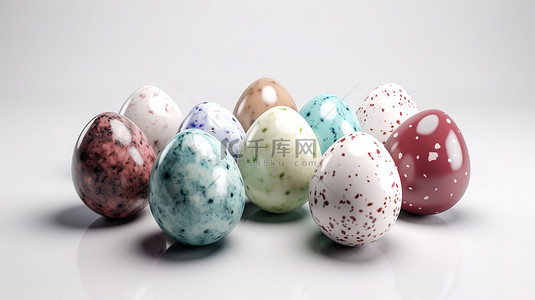 粉色彩蛋背景图片_在白色背景下通过 3D 渲染使复活节彩蛋栩栩如生