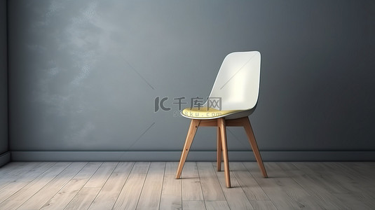 书房壁纸背景图片_时尚的木腿椅子增强室内装饰，非常适合作为绘画或壁纸背景 3D 渲染