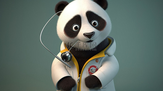 角色构造背景图片_熊猫博士是一个俏皮的 3D 渲染角色