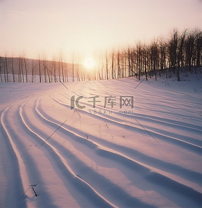 雪天摔跤背景图片_雪天阳光照耀在田野上