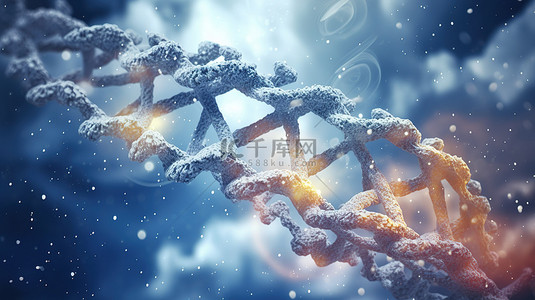 概念化 DNA 结构 DNA 链的 3D 渲染