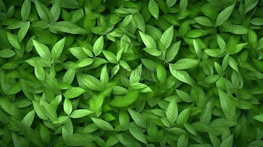 春绿叶背景图片_天然绿叶图案为壁纸和背景提供令人惊叹的 3D 渲染光栅插图