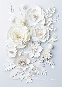 白纸花背景图片_桌上摆着的白纸花