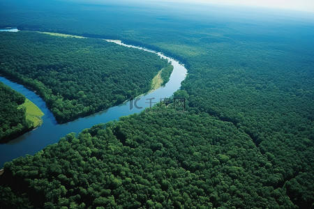 千库森林网背景图片_河流和森林的鸟瞰图