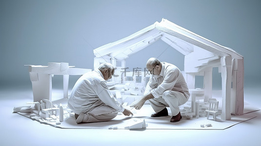 数字化工作背景图片_设计师创建房屋的 3D 可视化效果
