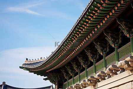 寺庙旅行背景图片_韩国首尔韩国寺庙的顶部