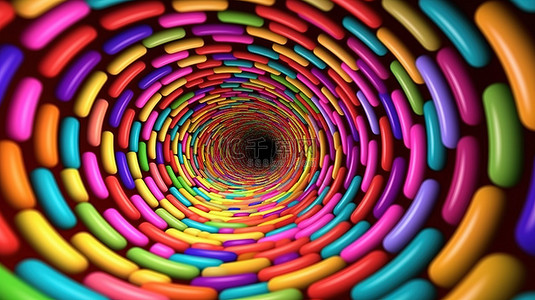 3d彩色背景图片_极其特写的彩色圆形隧道的迷人 3D 渲染