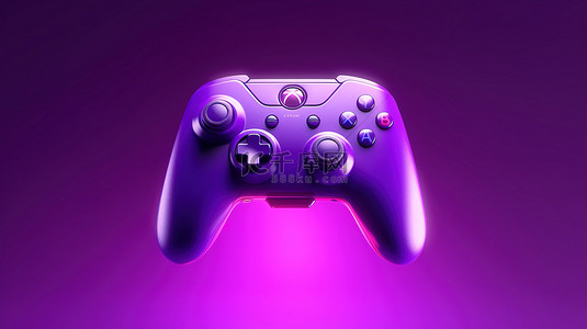 匹配背景上紫色游戏手柄操纵杆的 3D 渲染