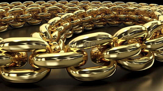 用金币进行链环投资的 3D 渲染，以确保金融稳定