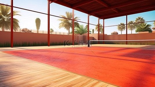 板网球场背景图片_板网球场的 3d 渲染