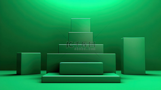 产品标题背景图片_图片标题 3D 渲染的绿色基座