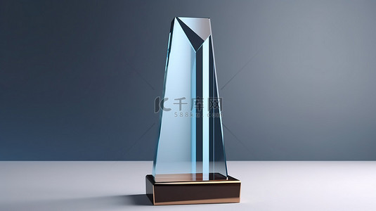 玻璃奖杯背景图片_带有 3D 渲染的时尚玻璃奖杯设计样机