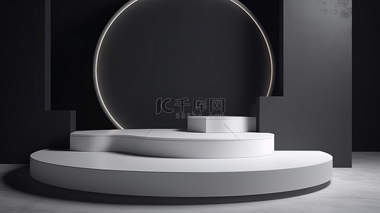 模型背景中的空圆舞台 3d 展示台渲染产品演示
