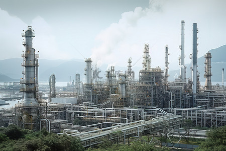 香港阴天下的炼油厂加工设施
