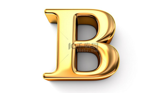 白色孤立背景上金色字母和数字 b 的 3d 插图