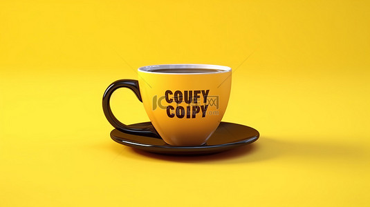 星期一的动机是一杯阳光明媚的黄色背景中的黑咖啡