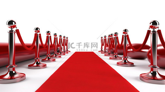 入口流量背景图片_独家贵宾入口 3d 渲染红地毯通道，优雅的屏障设计非常适合精英名人派对或特别活动