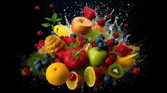 轻松有趣背景图片_3D动画水果混合水果的动态运动