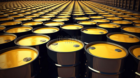 大桶奶茶背景图片_工业环境中黄色圆形金属鼓的 3D 插图