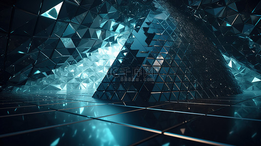 科技3背景图片_未来壁纸抽象三角形设计的现代 3D 渲染