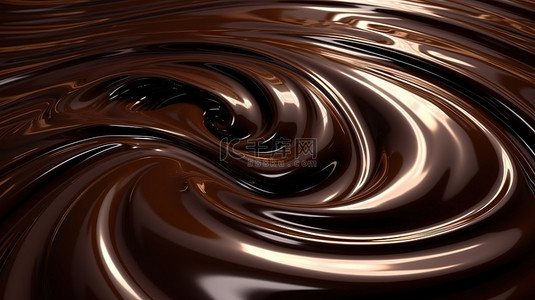在 3d 渲染中旋转可可或融化巧克力
