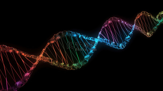 X 射线 DNA 螺旋结构的黑色隔离 3D 渲染