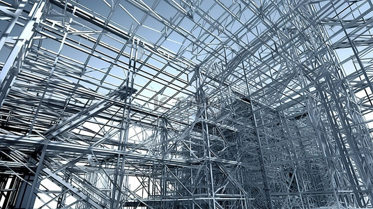 3D 渲染的钢结构建筑