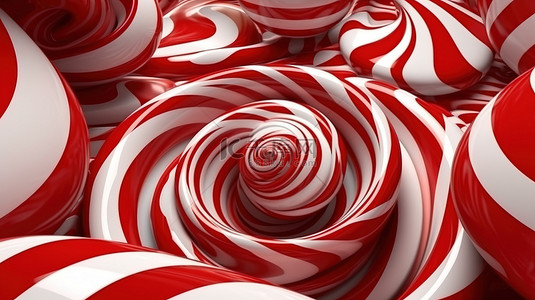 螺旋形线条背景图片_3d 渲染中的艺术红白板漩涡设计