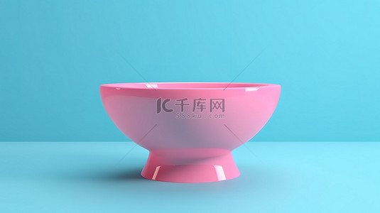 现代粉色陶瓷马桶，在 3D 中创建的蓝色背景下具有双色调美感