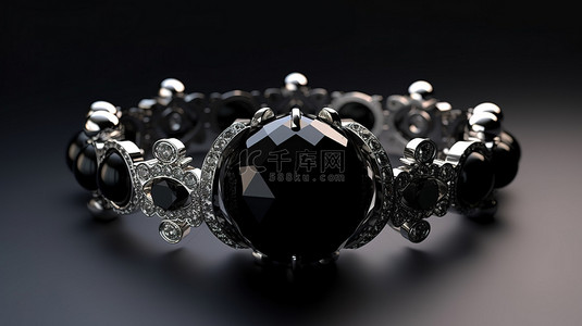 装饰着灿烂的黑玛瑙宝石的皇家公主的 3D 渲染