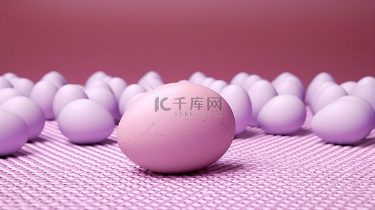 红底白点背景图片_带白点和粉红色鸡蛋的薰衣草桌的 3D 渲染