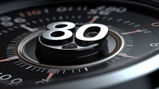老式天文钟特写黑色圆形时钟的 3D 插图，秒表显示 60