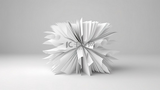 简约等背景图片_白色背景 3D 渲染插图上的简约纸张创作白皮书概念