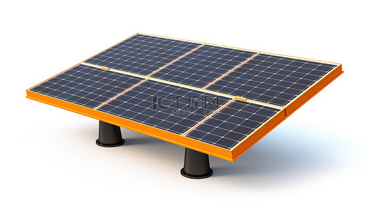 白色背景上孤立太阳能电池板电池的 3D 插图