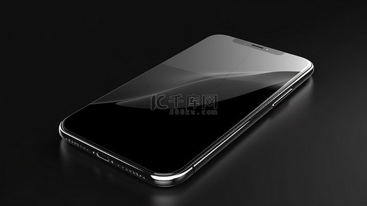 平板电脑背景图片_时尚而现代的智能手机设计，在黑色背景上采用 3D 渲染的空白屏幕模型