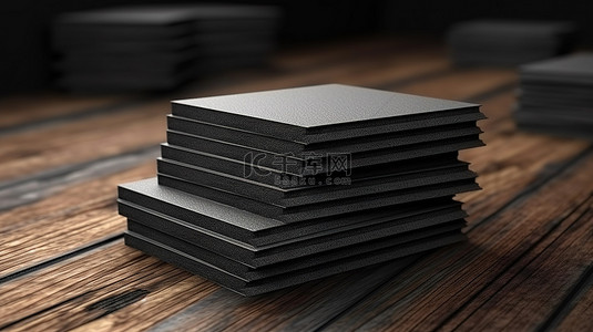 用于专业品牌推广的一叠黑色工艺纸板名片的 3D 渲染