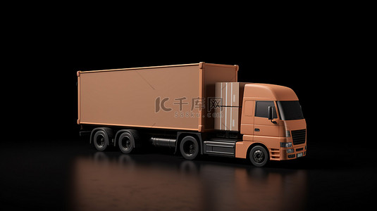 货车插图背景图片_卡车 3D 电子商务交付插图