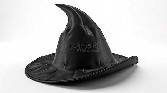黑帽背景图片_白色背景 3d 渲染上的万圣节黑色女巫帽子